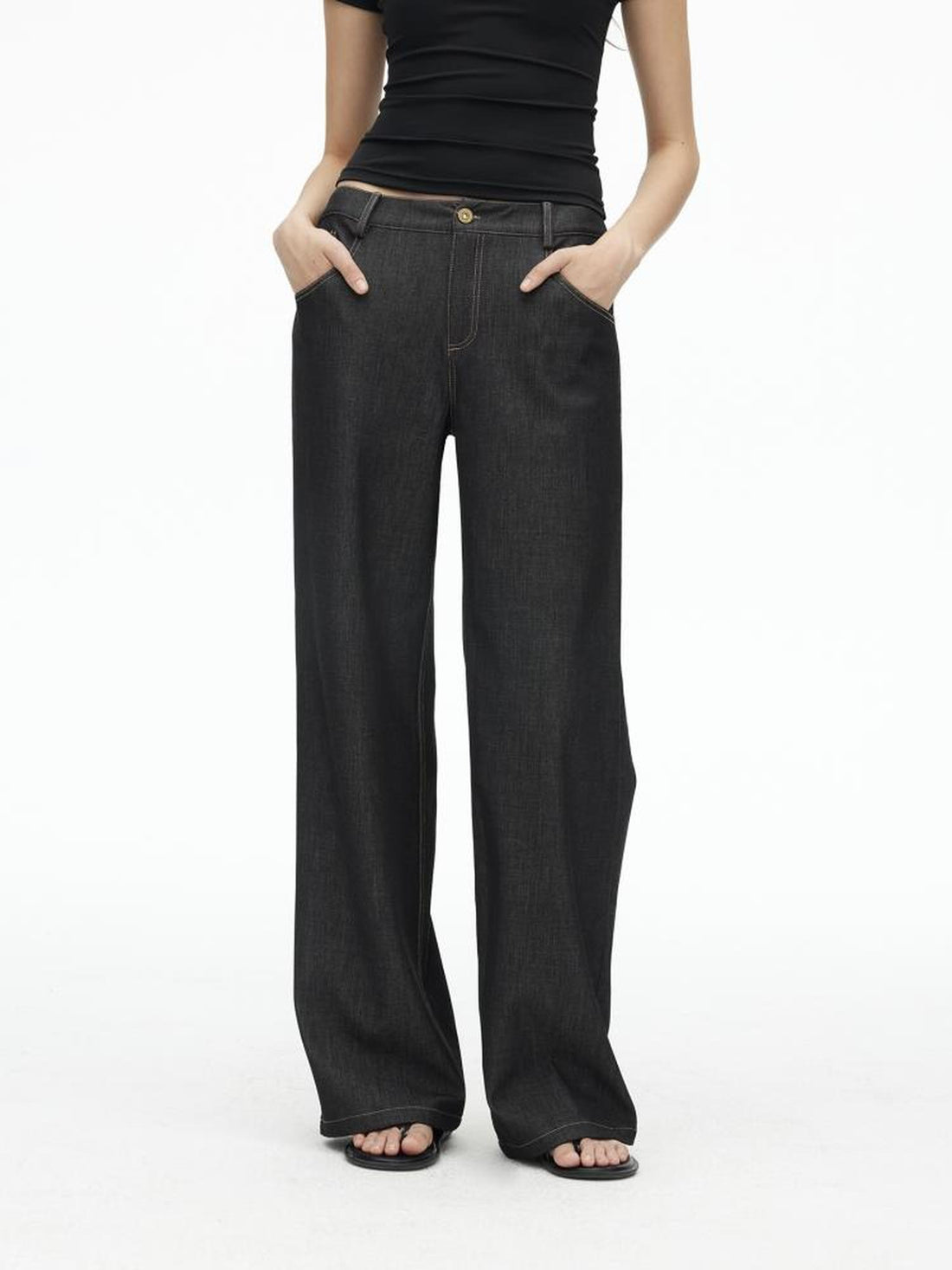 AFTADAWN Soft Stretch Denim Flare Pants