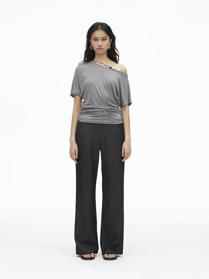 AFTADAWN Soft Stretch Denim Flare Pants
