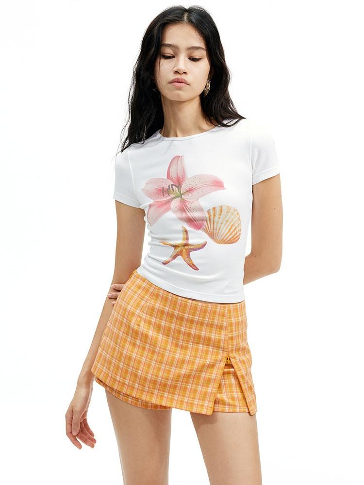 AFTADAWN Soft Touch Floral Print Slim Fit Women&