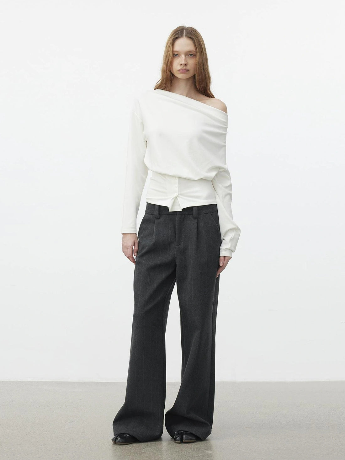 AFTADAWN Soft Touch Pulp Fiber Draped Neckline T-shirt T-shirt