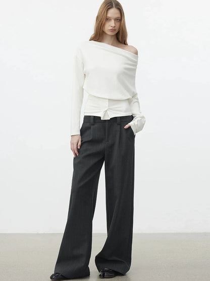 AFTADAWN Soft Touch Pulp Fiber Draped Neckline T-shirt T-shirt