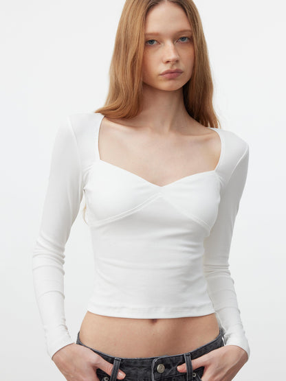 AFTADAWN Soft Touch Square Neck Slim Cropped Women&