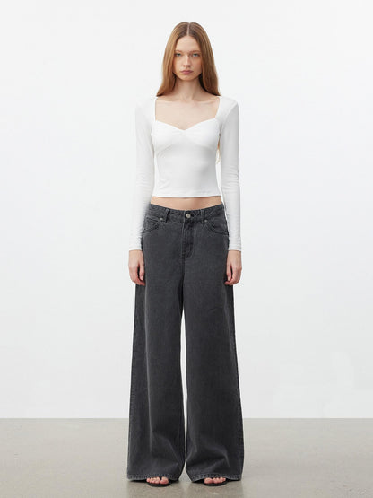 AFTADAWN Soft Touch Square Neck Slim Cropped Women&