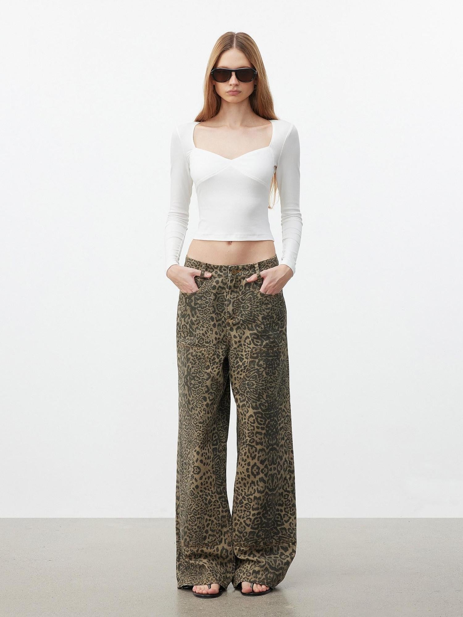AFTADAWN Soft Touch Square Neck Slim Cropped Women&