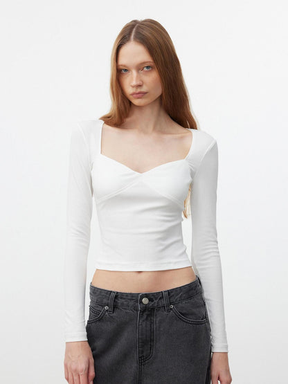 AFTADAWN Soft Touch Square Neck Slim Cropped Women&
