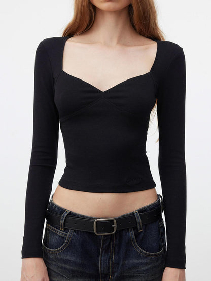 AFTADAWN Soft Touch Square Neck Slim Cropped Women&
