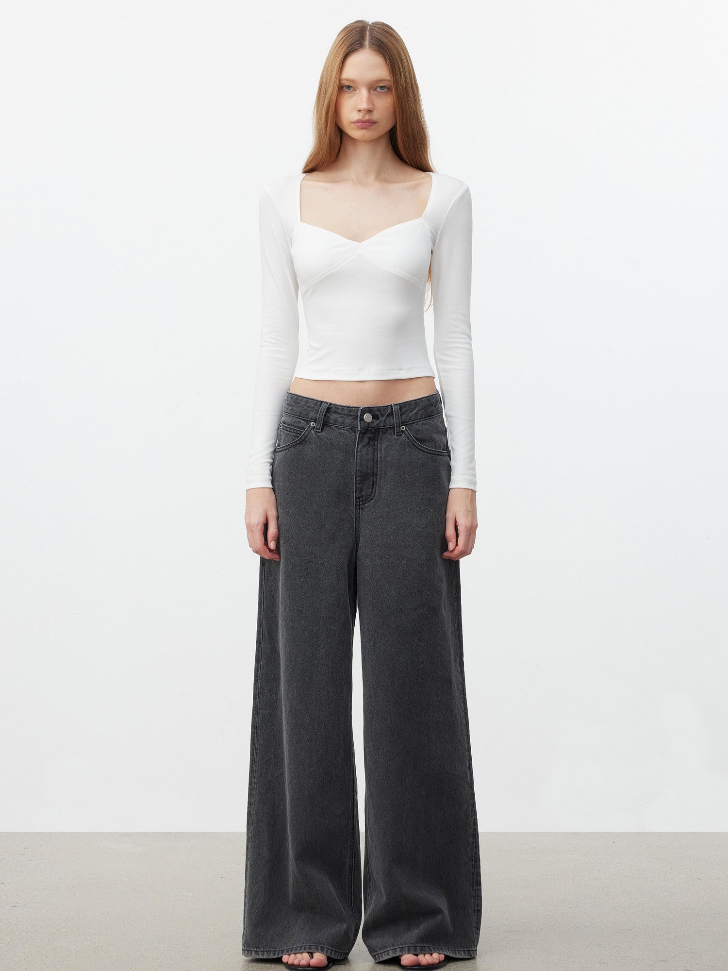 AFTADAWN Soft Touch Square Neck Slim Cropped Women&