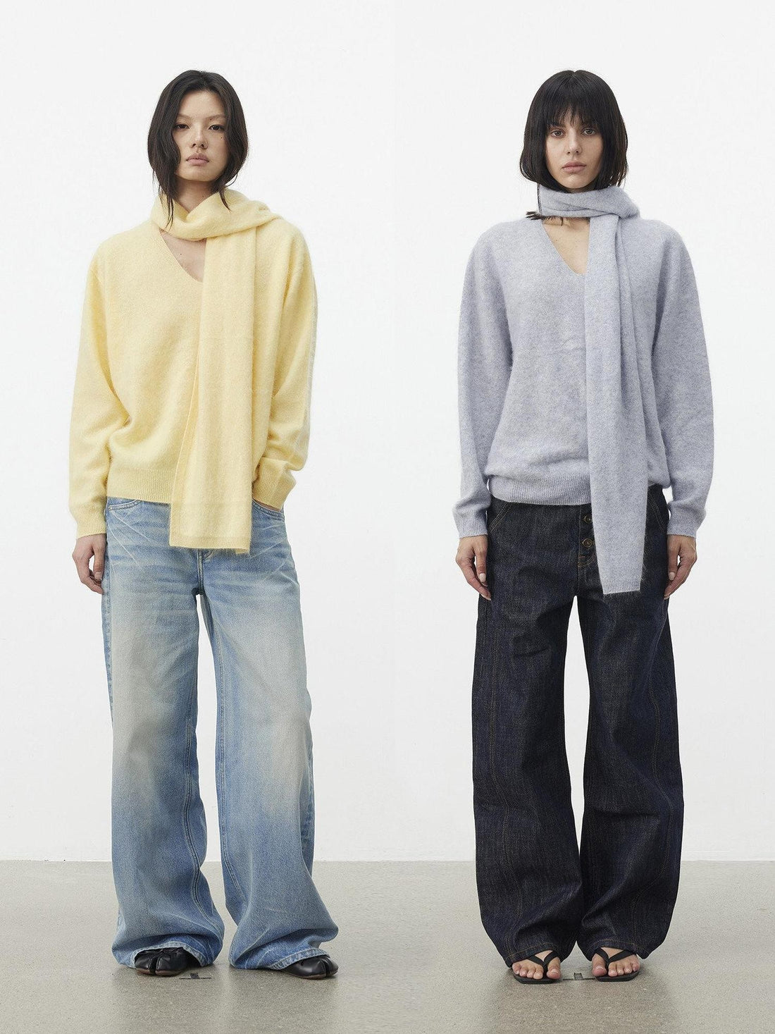 AFTADAWN Soft V-neck Knit Loose Fit Women&