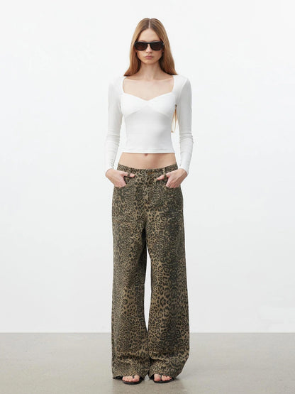 AFTADAWN Soft V-neck Slim Fit Cropped Top T-shirt