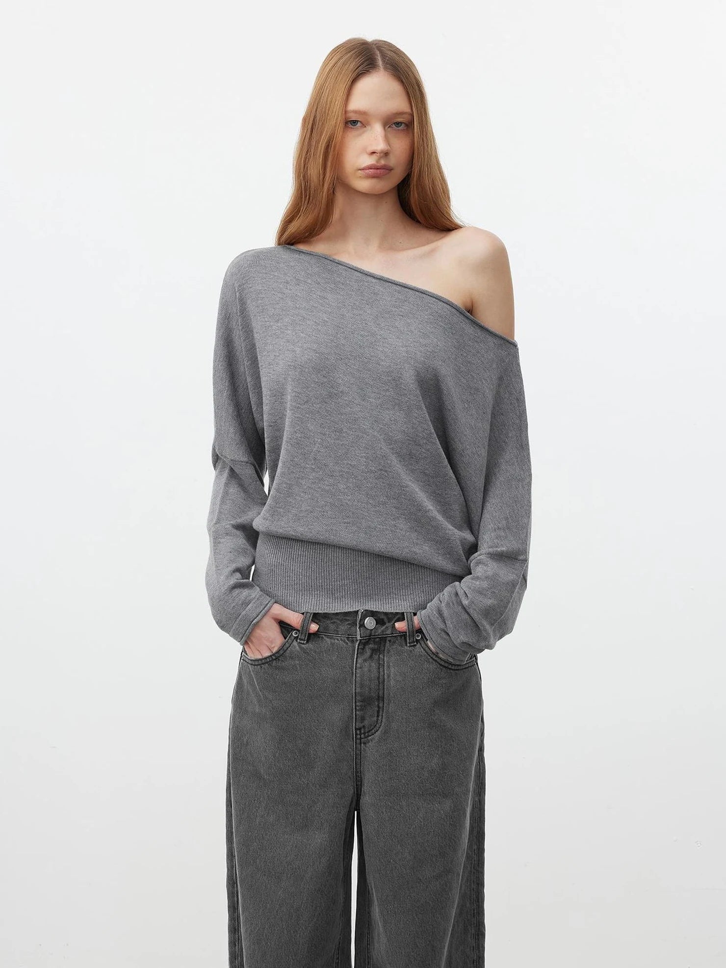 AFTADAWN Soft Wool Off Shoulder Oversized Sweater Sweater