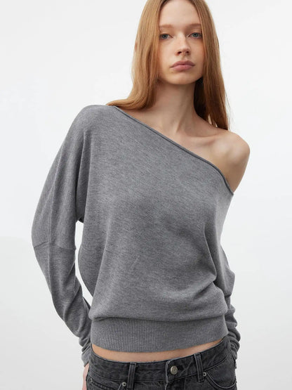 AFTADAWN Soft Wool Off Shoulder Oversized Sweater Sweater