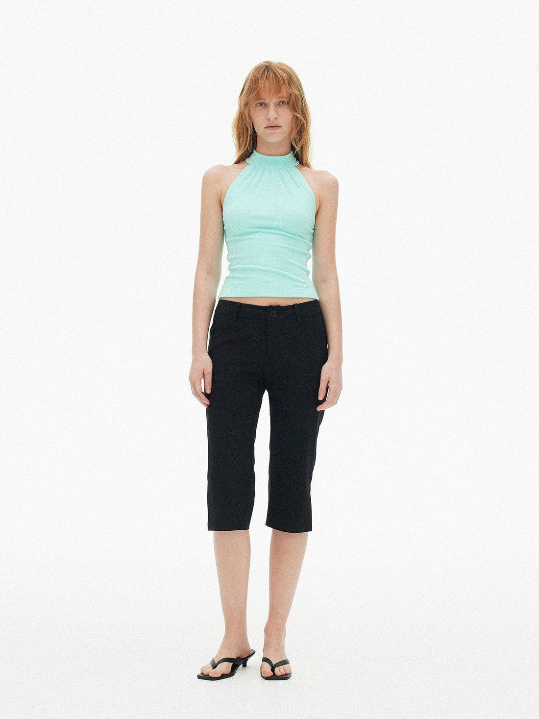 AFTADAWN Solid Black Slit Micro Flare Low Waist Zipper Women&