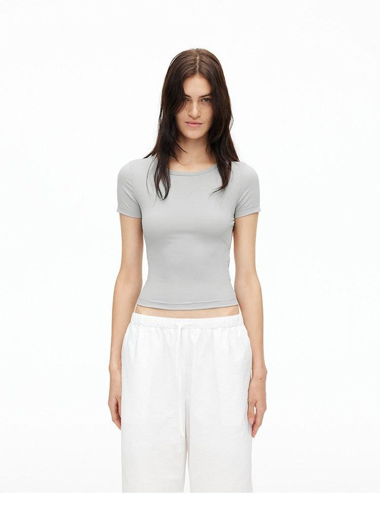 AFTADAWN Solid Breathable Quick Dry U Neck Women&