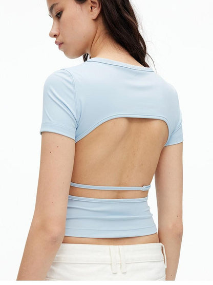 AFTADAWN Solid Breathable Quick Dry U Neck Women&