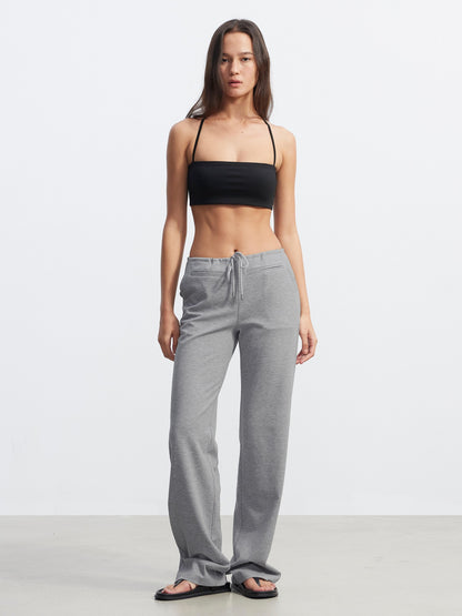 AFTADAWN Solid Cross Halter Open Back Removable Pad Cropped Women&