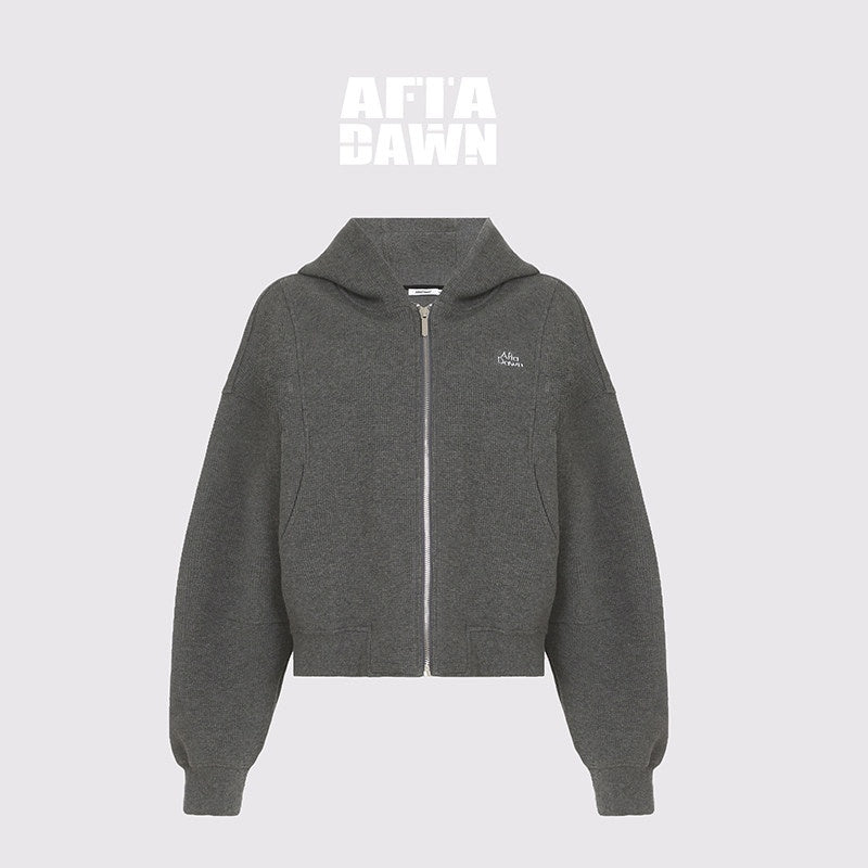 AFTADAWN_Solid_Hooded_Zip_Jacket_Micro_Flare_Pants_Women&