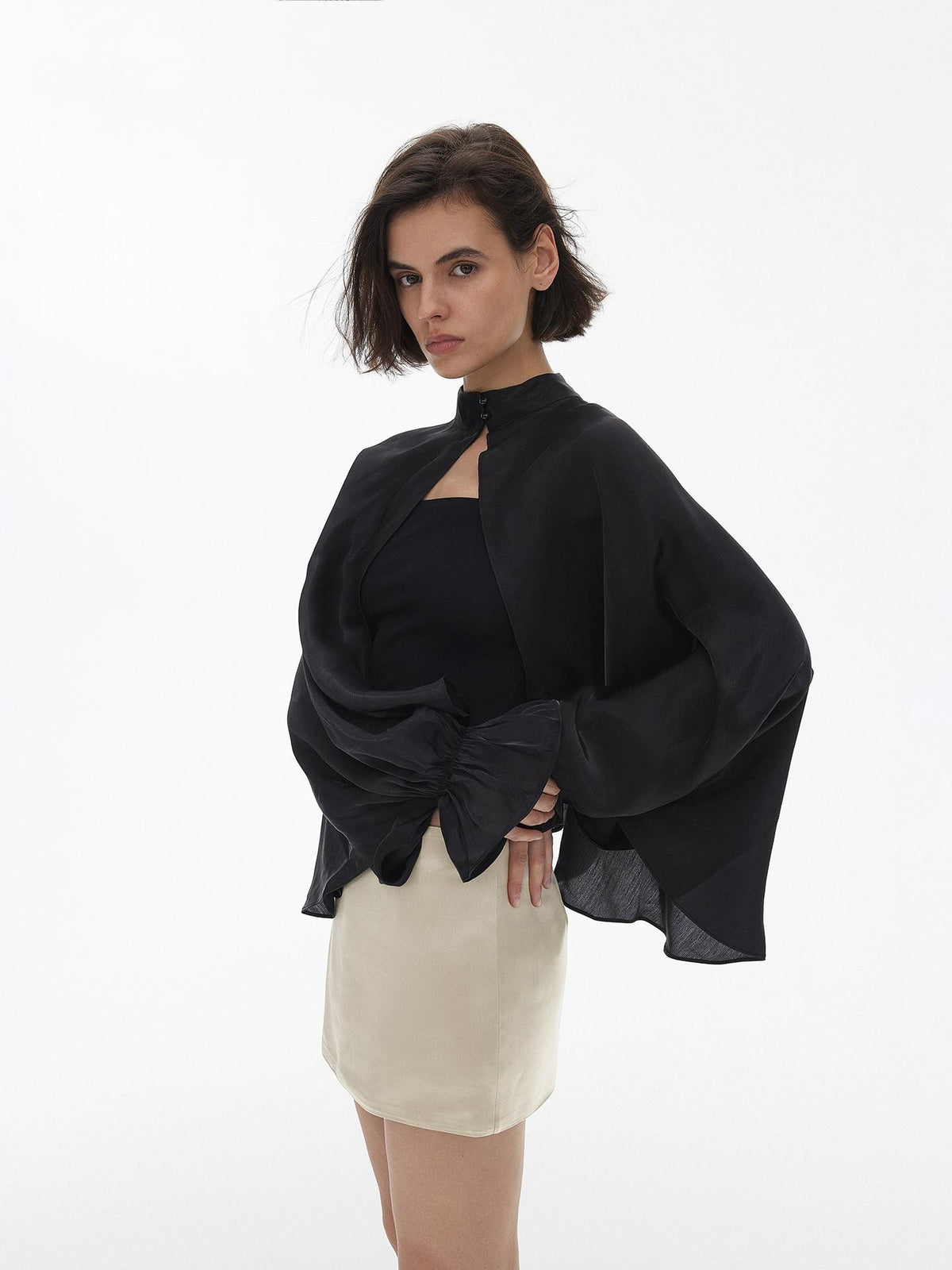 AFTADAWN Solid Lantern Sleeve Two Piece Women&