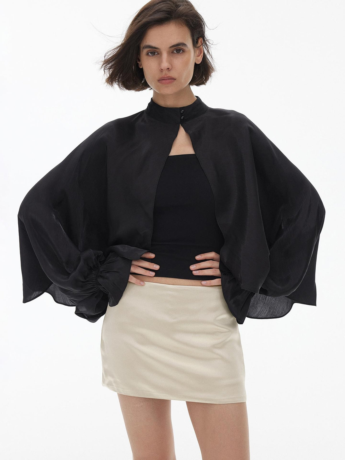 AFTADAWN Solid Lantern Sleeve Two Piece Women&