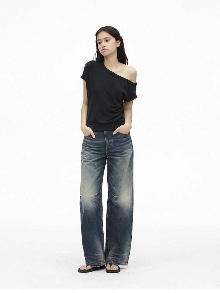 AFTADAWN Solid One Shoulder Asymmetric Slim Women&
