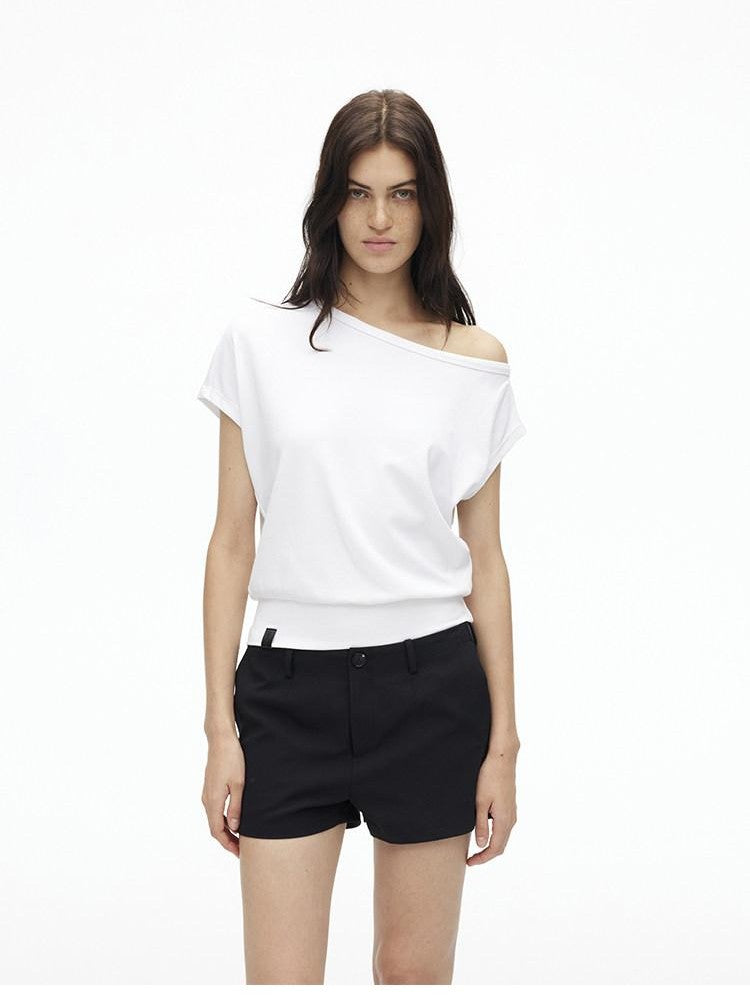 AFTADAWN Solid One Shoulder Asymmetric Slim Women&