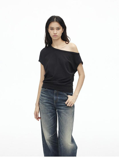AFTADAWN Solid One Shoulder Asymmetric Slim Women&