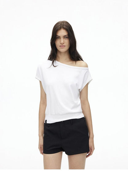 AFTADAWN Solid One Shoulder Asymmetric Slim Women&