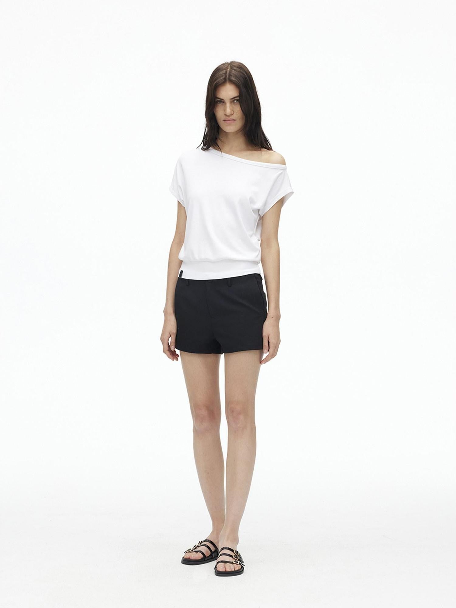 AFTADAWN Solid One Shoulder Asymmetric Slim Women&