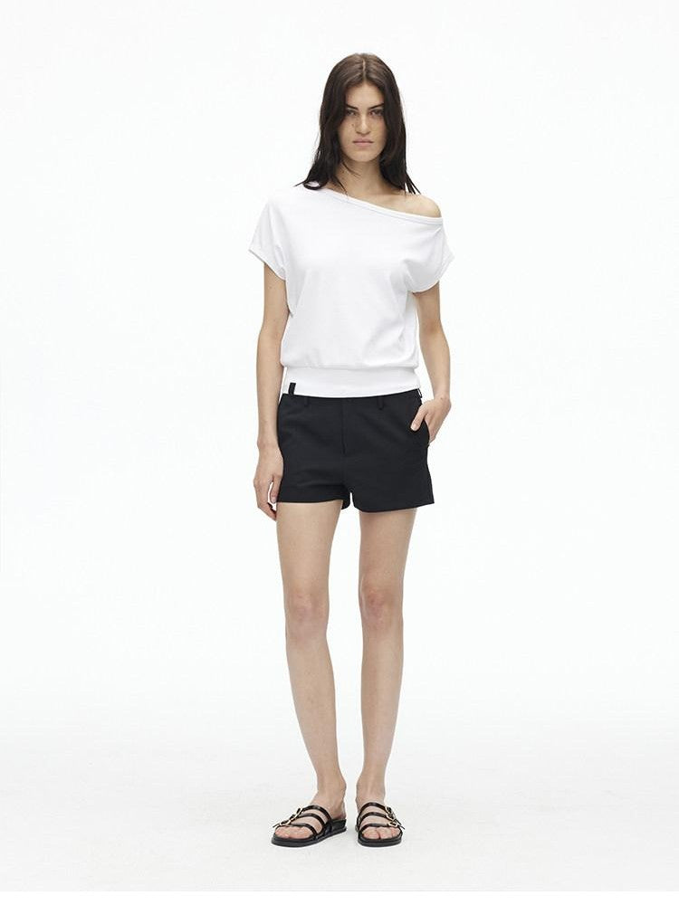 AFTADAWN Solid One Shoulder Asymmetric Slim Women&