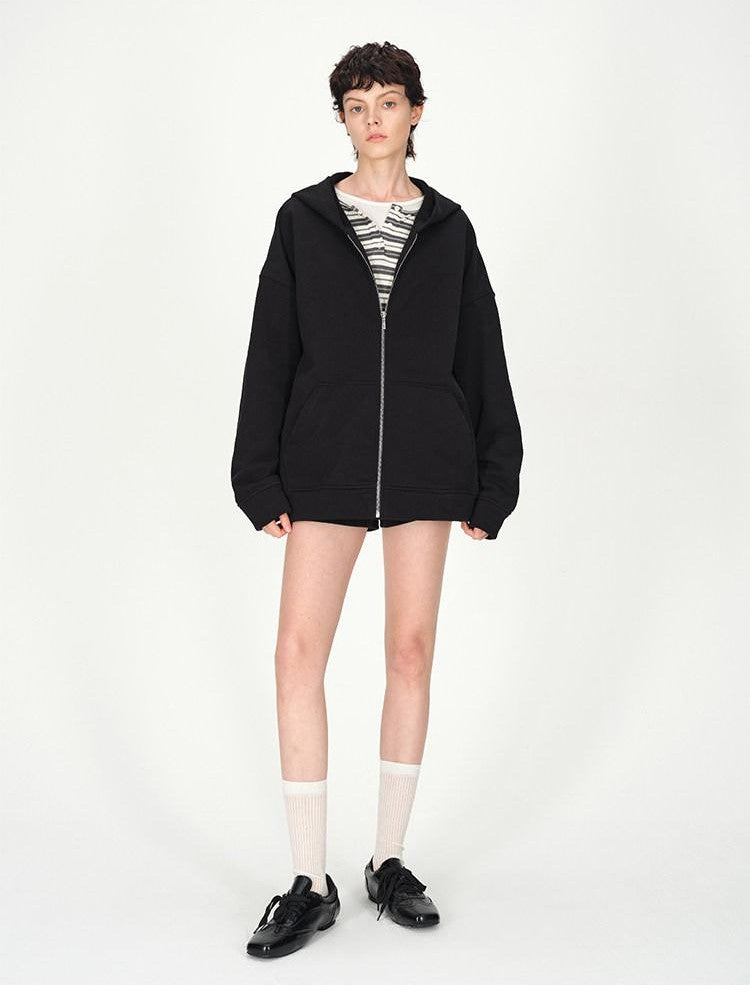 AFTADAWN Solid Oversized Hooded Pockets Women&