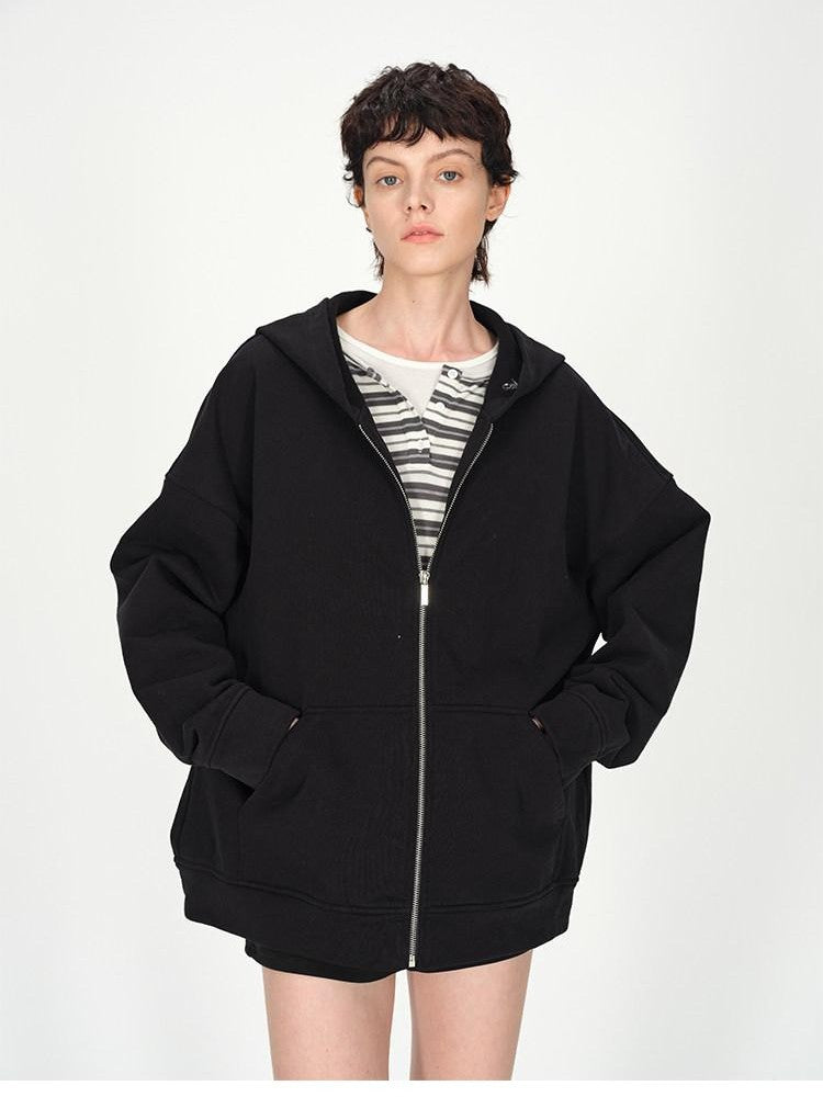 AFTADAWN Solid Oversized Hooded Pockets Women&