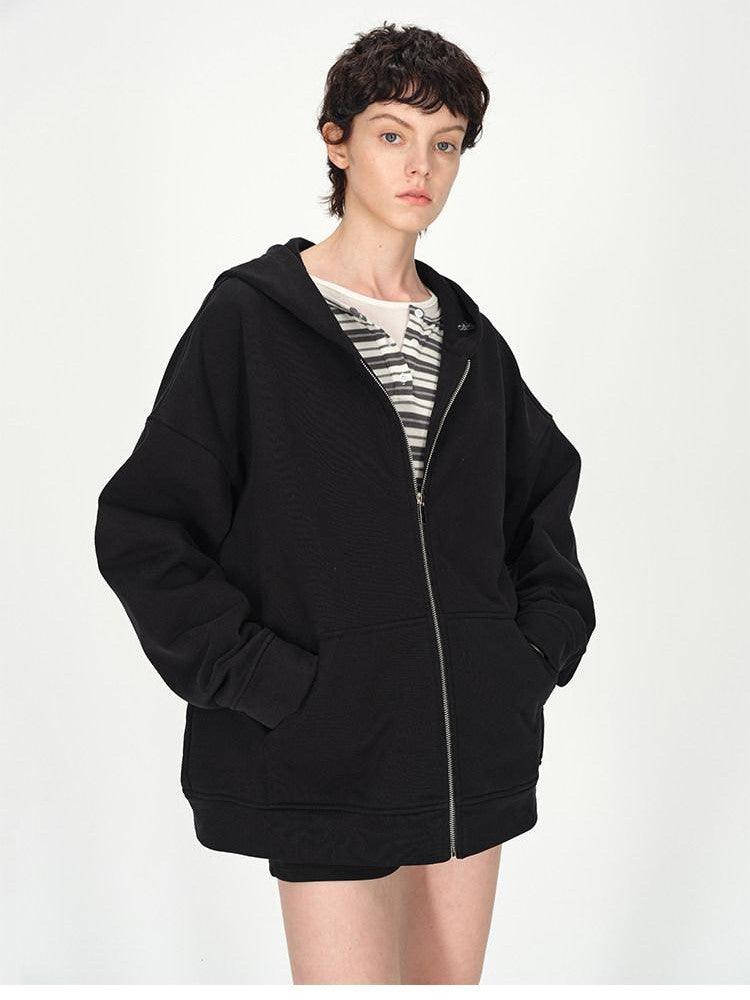AFTADAWN Solid Oversized Hooded Pockets Women&
