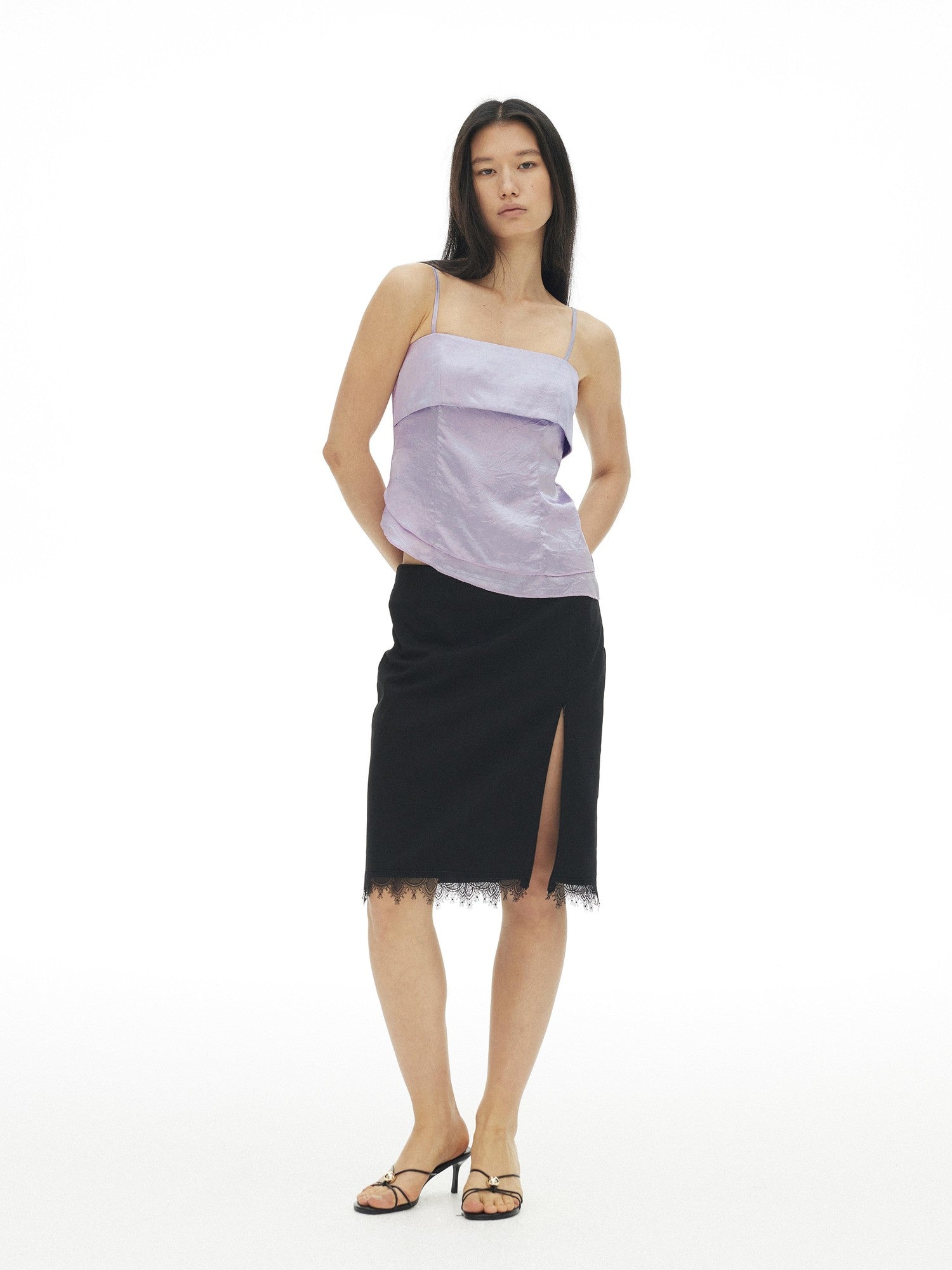 AFTADAWN Solid Purple Pleated Irregular Relaxed Women&