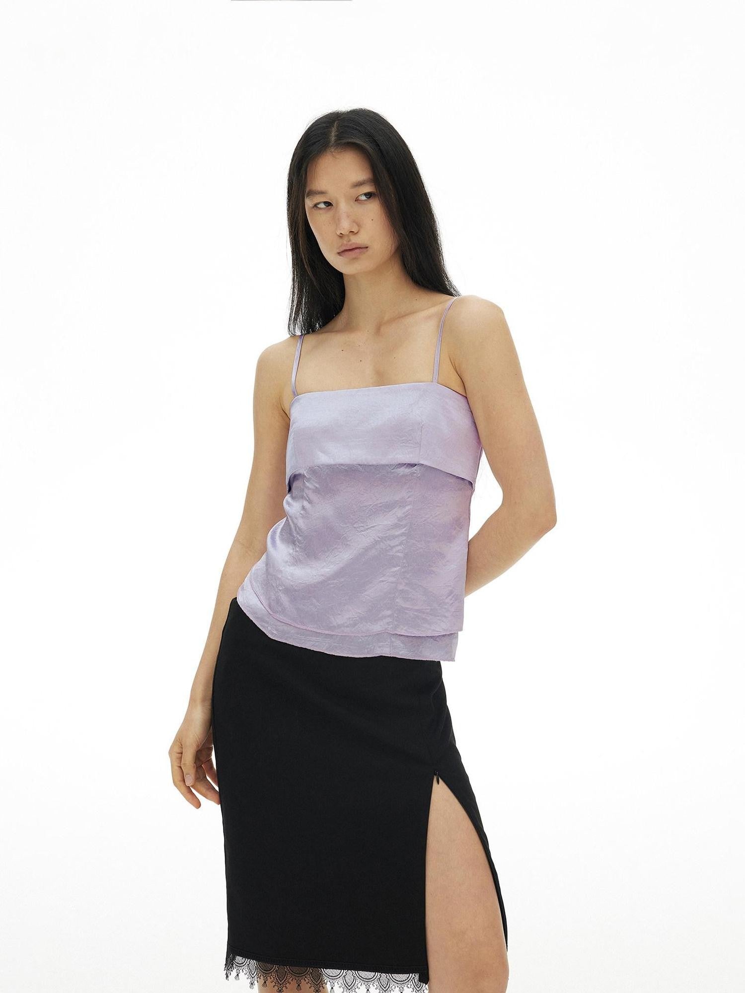 AFTADAWN Solid Purple Pleated Irregular Relaxed Women&