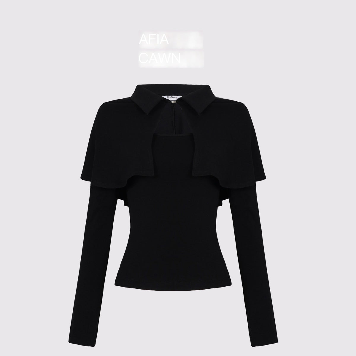 AFTADAWN_Spliced_Detachable_Cape_Slim_Fit_Cotton_Women&