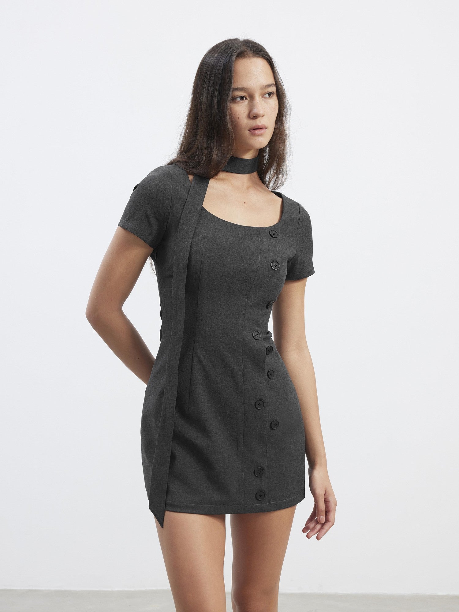 AFTADAWN Square Neck Deconstructed Double Breasted Women&