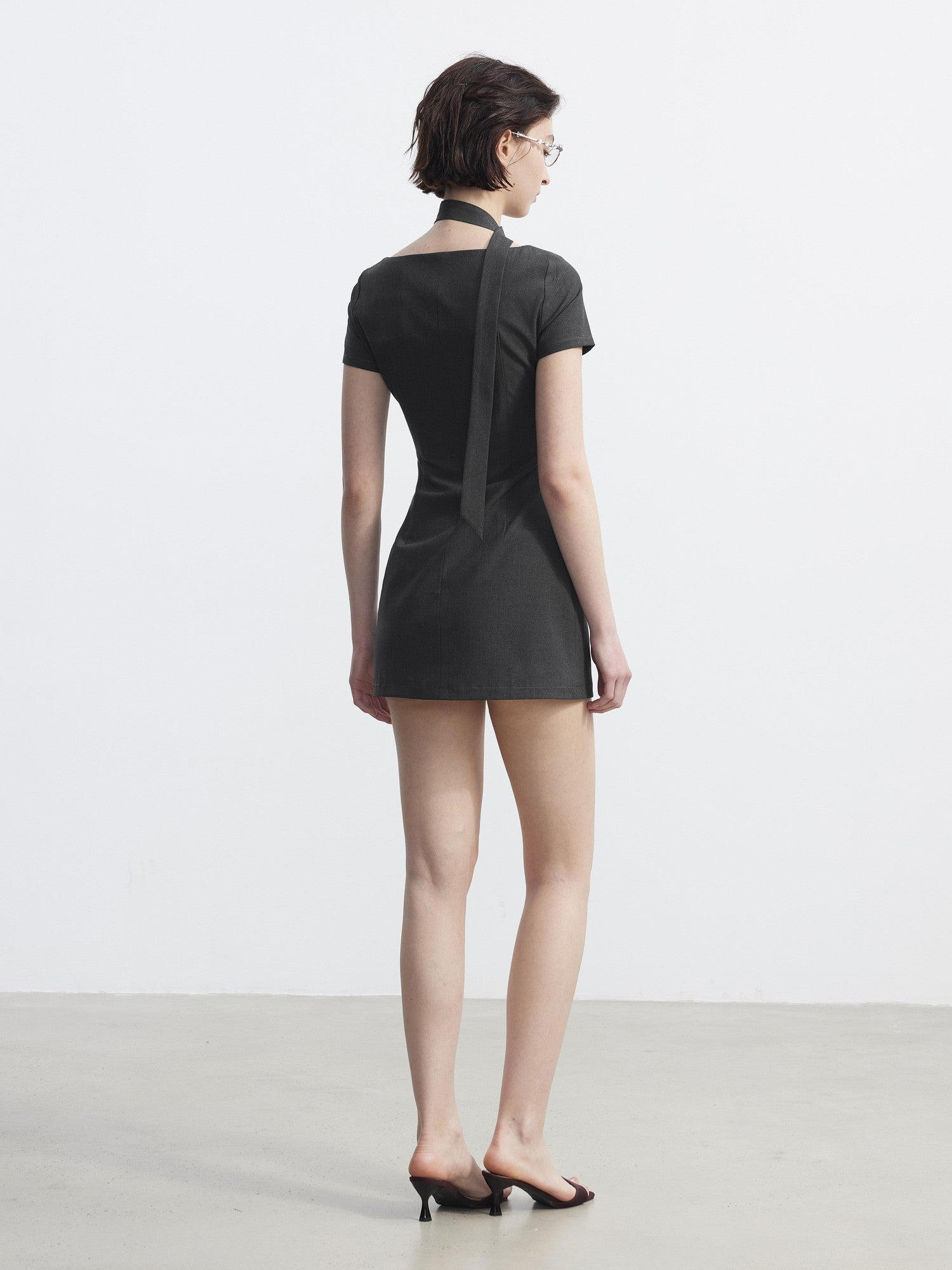 AFTADAWN Square Neck Deconstructed Double Breasted Women&