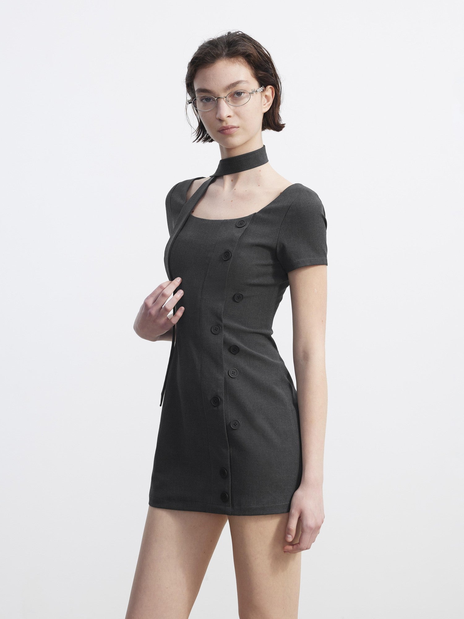 AFTADAWN Square Neck Deconstructed Double Breasted Women&
