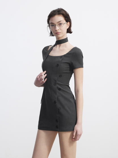 AFTADAWN Square Neck Deconstructed Double Breasted Women&