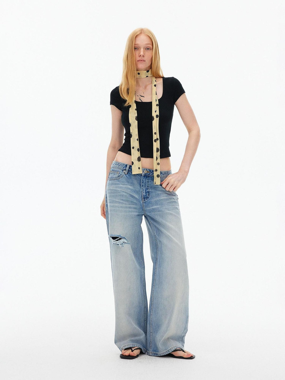 AFTADAWN Square Neck Halter Tie Fitted Short Sleeve Wool Blend Women&