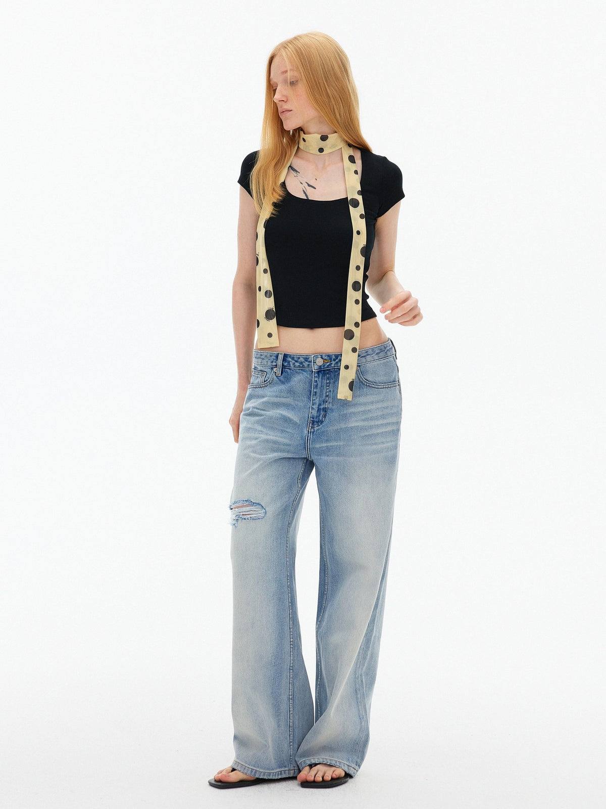 AFTADAWN Square Neck Halter Tie Fitted Short Sleeve Wool Blend Women&