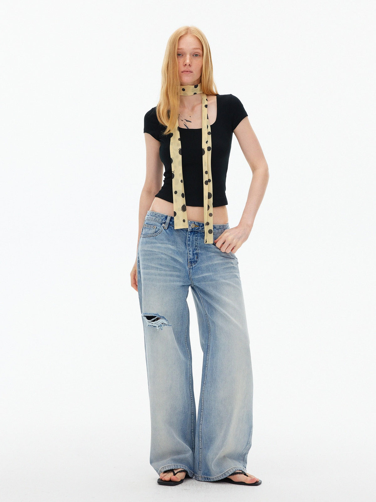 AFTADAWN Square Neck Halter Tie Fitted Short Sleeve Wool Blend Women&