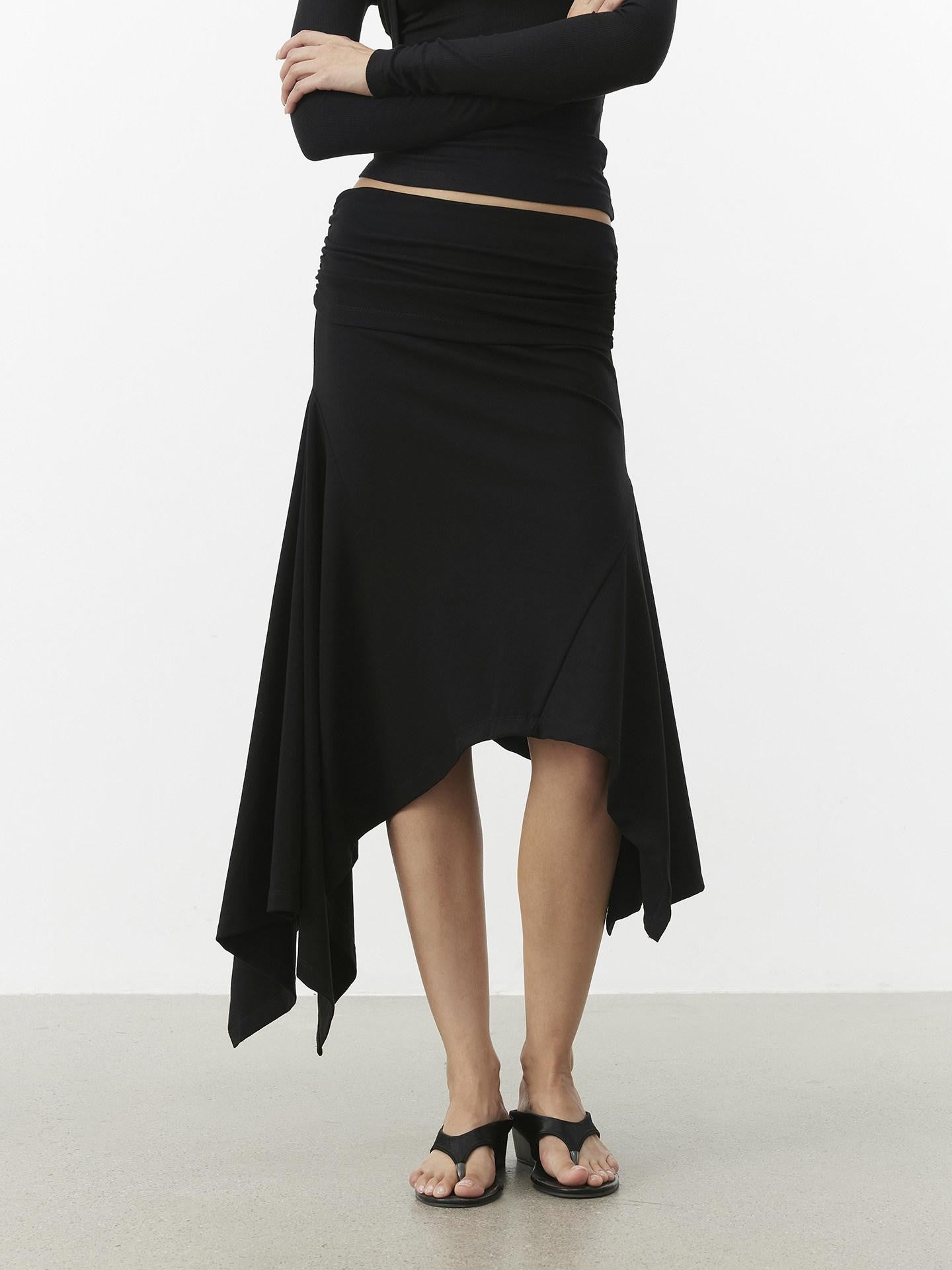 AFTADAWN Stacked Waist Deconstructed Asymmetric Pleated Women&