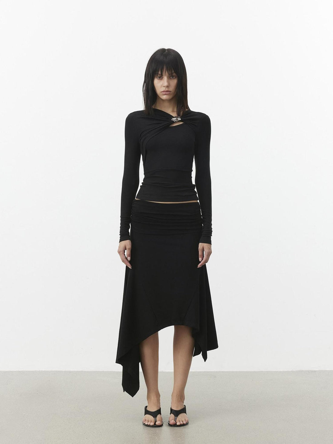 AFTADAWN Stacked Waist Deconstructed Asymmetric Pleated Women&