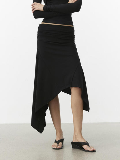 AFTADAWN Stacked Waist Deconstructed Asymmetric Pleated Women&