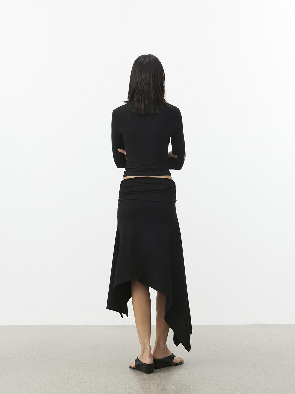AFTADAWN Stacked Waist Deconstructed Asymmetric Pleated Women&
