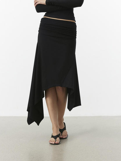 AFTADAWN Stacked Waist Deconstructed Asymmetric Pleated Women&
