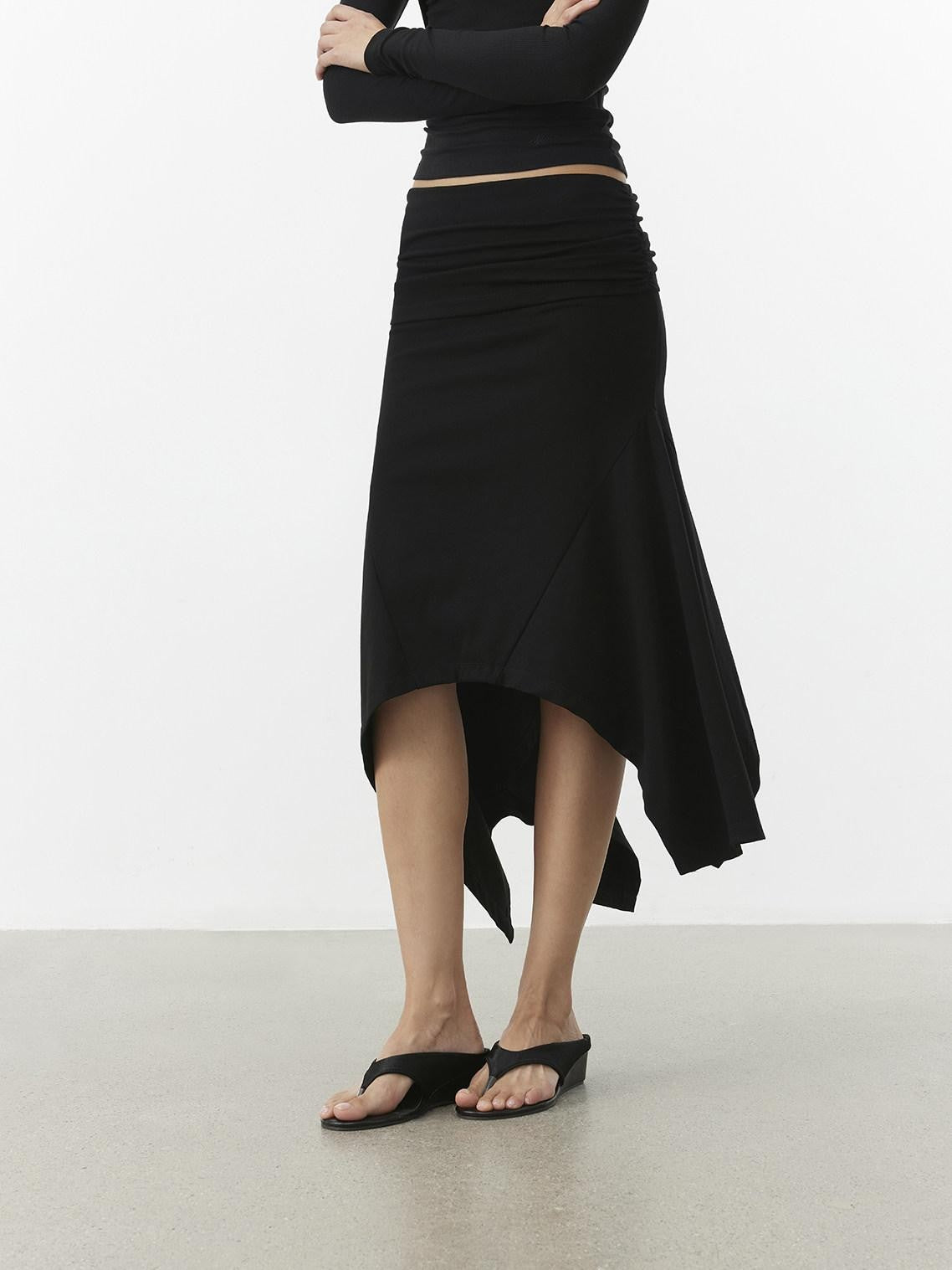 AFTADAWN Stacked Waist Deconstructed Asymmetric Pleated Women&