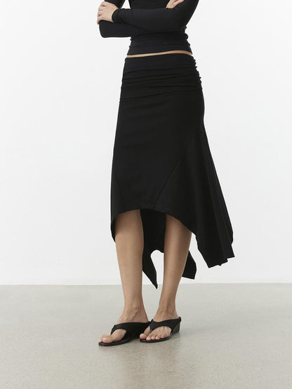 AFTADAWN Stacked Waist Deconstructed Asymmetric Pleated Women&