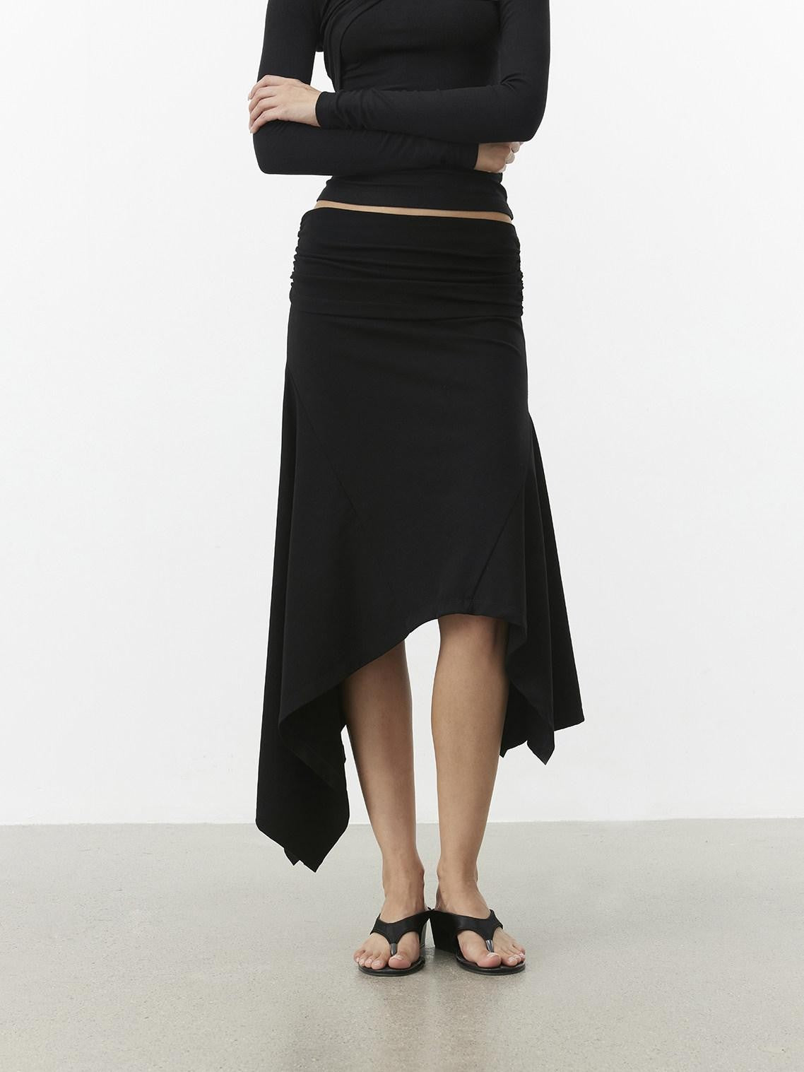 AFTADAWN Stacked Waist Deconstructed Asymmetric Pleated Women&