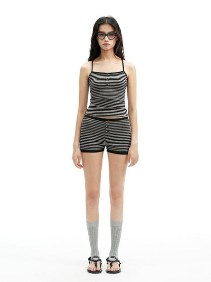 AFTADAWN Strappy Racerback Top Shorts Set With Stripe Detailing
